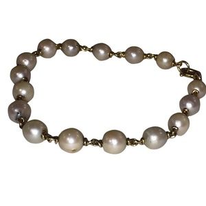 14 kt Gold Hand Made Natural Pearl Bead Bracelet